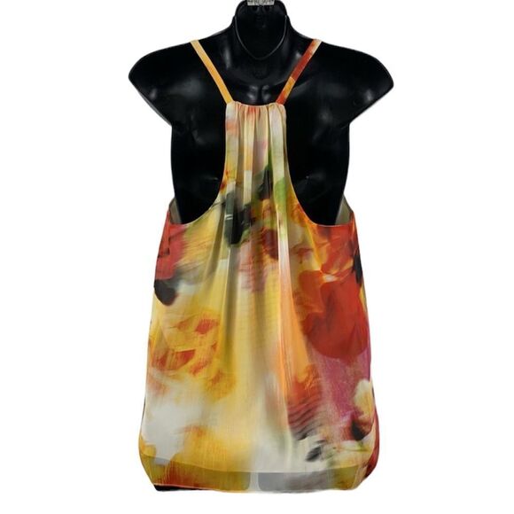Alice & Olivia Abstract Printed Sleeveless Tank Top Blouse in Orange Multi - Picture 2 of 4